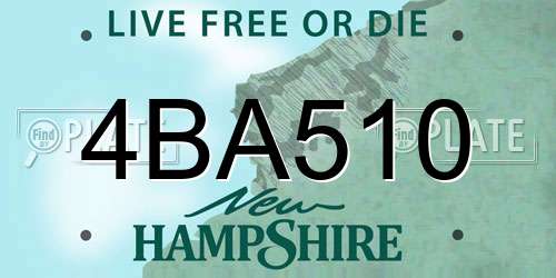 4BA510 New Hampshire License Plate