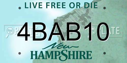 4BAB10 New Hampshire License Plate