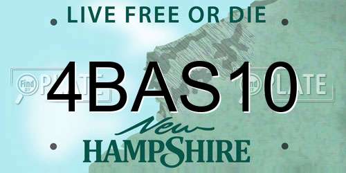 4BAS10 New Hampshire License Plate