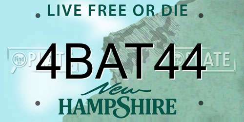 4BAT44 New Hampshire License Plate