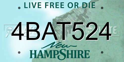 4BAT524 New Hampshire License Plate