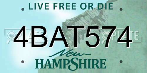 4BAT574 New Hampshire License Plate