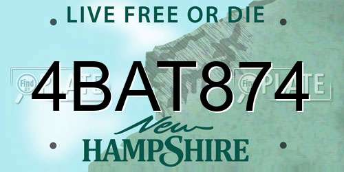 4BAT874 New Hampshire License Plate