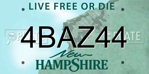4BAZ44 New Hampshire License Plate