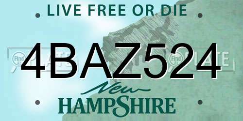 4BAZ524 New Hampshire License Plate