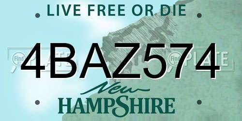 4BAZ574 New Hampshire License Plate
