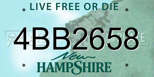 4BB2658 New Hampshire License Plate