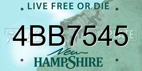 4BB7545 New Hampshire License Plate