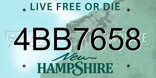 4BB7658 New Hampshire License Plate