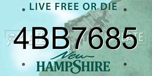 4BB7685 New Hampshire License Plate