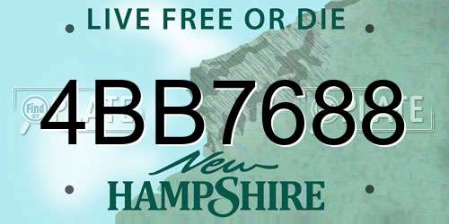 4BB7688 New Hampshire License Plate