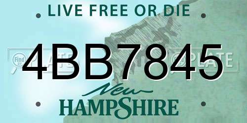 4BB7845 New Hampshire License Plate