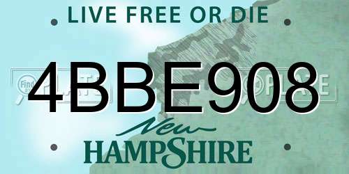 4BBE908 New Hampshire License Plate