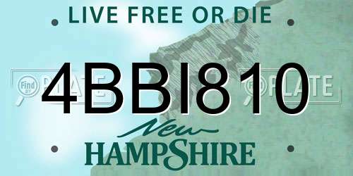 4BBI810 New Hampshire License Plate
