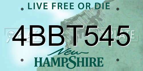 4BBT545 New Hampshire License Plate