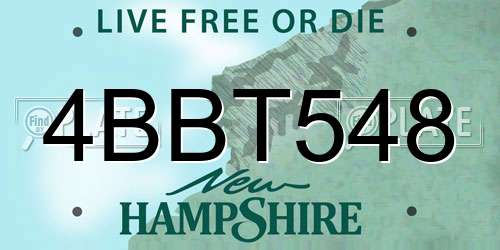 4BBT548 New Hampshire License Plate