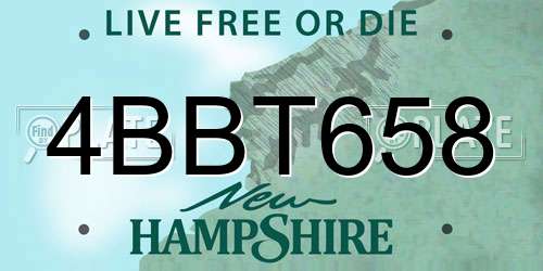 4BBT658 New Hampshire License Plate