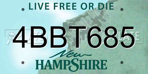 4BBT685 New Hampshire License Plate