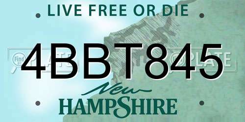 4BBT845 New Hampshire License Plate