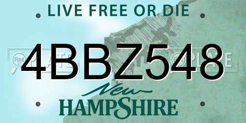 4BBZ548 New Hampshire License Plate