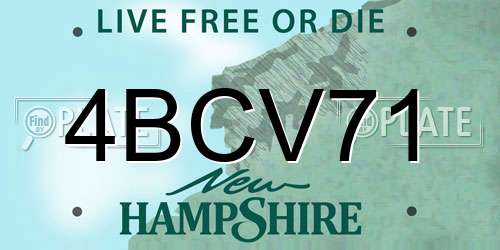 4BCV71 New Hampshire License Plate