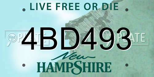 4BD493 New Hampshire License Plate