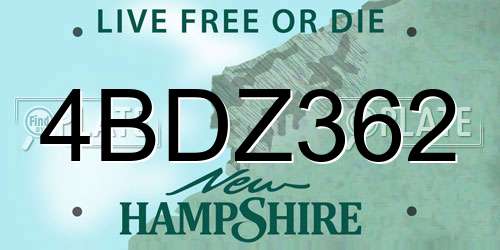 4BDZ362 New Hampshire License Plate