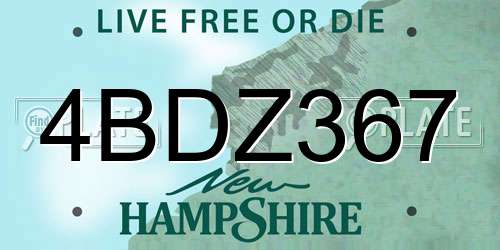 4BDZ367 New Hampshire License Plate