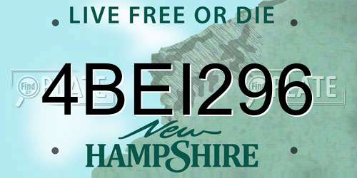 4BEI296 New Hampshire License Plate