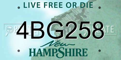 4BG258 New Hampshire License Plate
