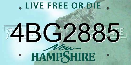4BG2885 New Hampshire License Plate