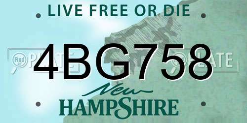 4BG758 New Hampshire License Plate