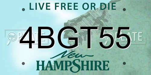 4BGT55 New Hampshire License Plate