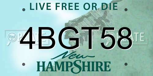 4BGT58 New Hampshire License Plate