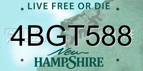 4BGT588 New Hampshire License Plate