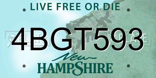 4BGT593 New Hampshire License Plate