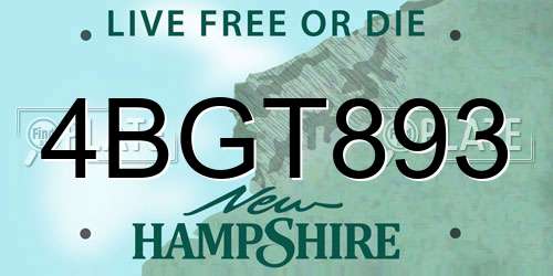 4BGT893 New Hampshire License Plate