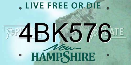 4BK576 New Hampshire License Plate