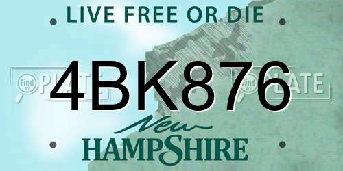 4BK876 New Hampshire License Plate