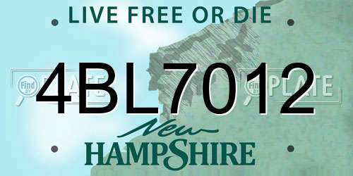 4BL7012 New Hampshire License Plate
