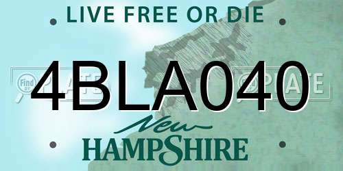4BLA040 New Hampshire License Plate