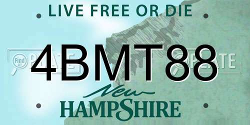 4BMT88 New Hampshire License Plate