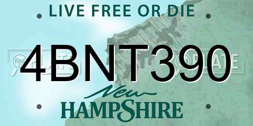 4BNT390 New Hampshire License Plate