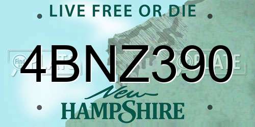 4BNZ390 New Hampshire License Plate