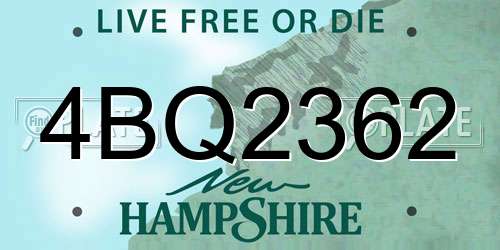 4BQ2362 New Hampshire License Plate