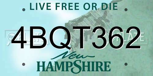 4BQT362 New Hampshire License Plate