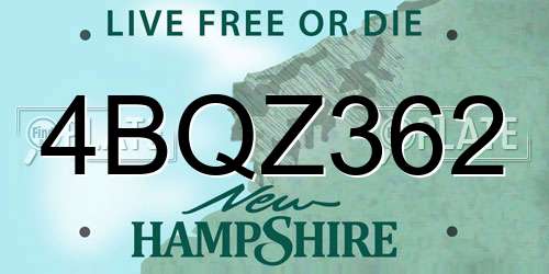 4BQZ362 New Hampshire License Plate