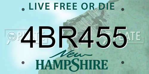4BR455 New Hampshire License Plate