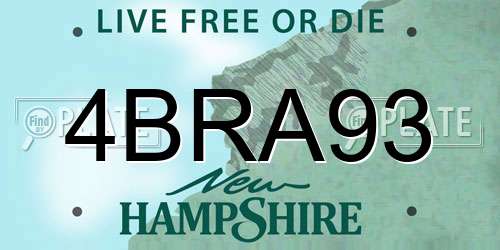 4BRA93 New Hampshire License Plate