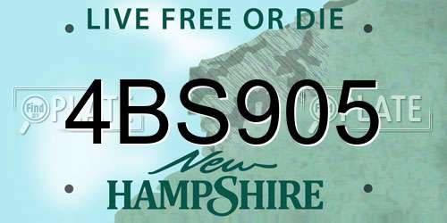 4BS905 New Hampshire License Plate